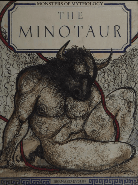 Artistic depiction of the Minotaur with a muscular human body and bull’s head.