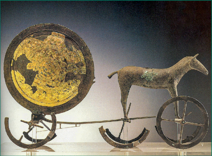 sun chariot from Trundholm/Denmark, ca. 1400 BCE (Credit Eva Rosenstock)