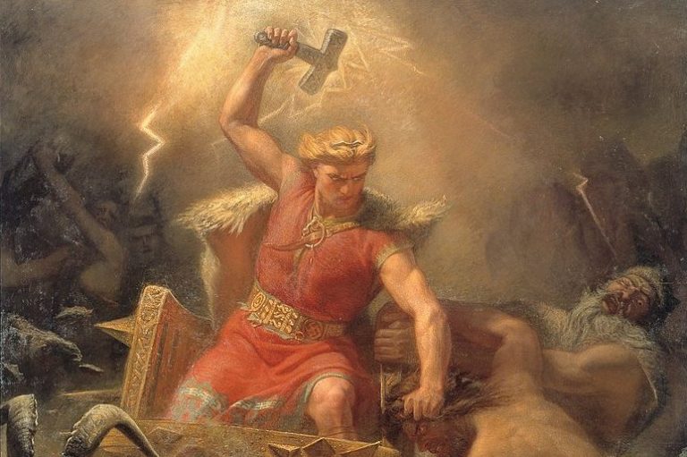 Mårten Eskil Winge, Thor’s Fight with the Giants, 1872, Nationalmuseum, Stockholm, Sweden. Detail.