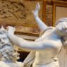 Greek mythology in art, Bernini's Rape of Persephone, Hades gripping Persephone as he pulls her into the underworld, marble sculpture Borghese Gallery Rome