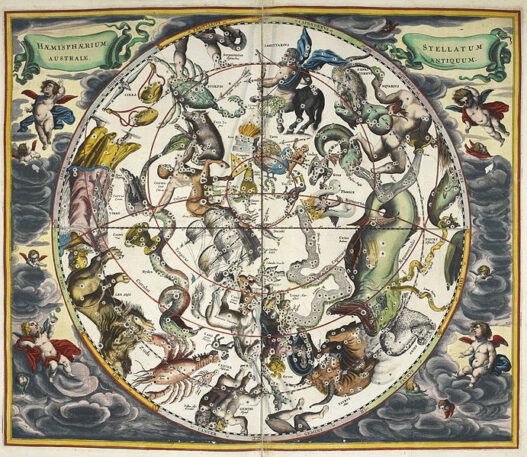 The constellations, with astrological signs of the zodiac - Andreas Cellarius (1596–1665) - PD-life- 70