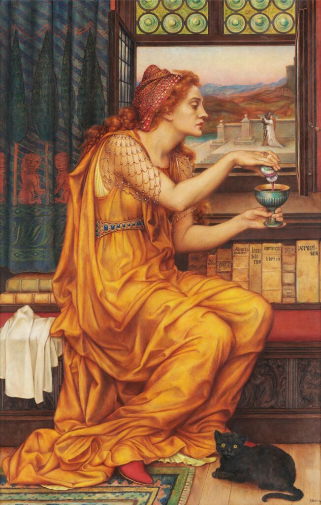 The Love Potion is a 1903 painting by the English artist Evelyn De Morgan