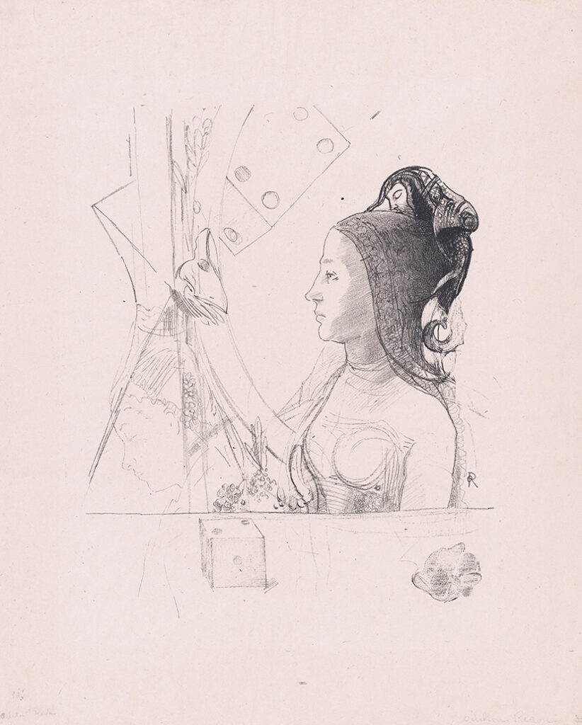 Odilon REDON, Profile of a woman (Untitled trial Lithograph for Mallarmé’s Un coup de dés jamais n’abolira le hasard ), 1900, Lithograph