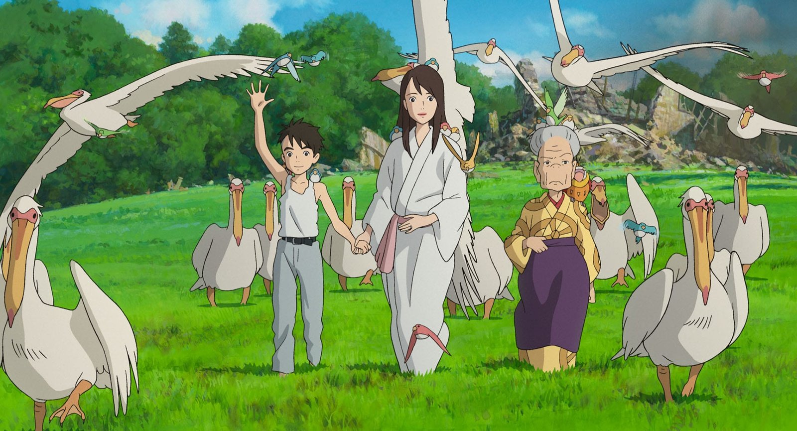 Mahito standing before Himi as a flame in the final scenes of The Boy and the Heron, Studio Ghibli 2023