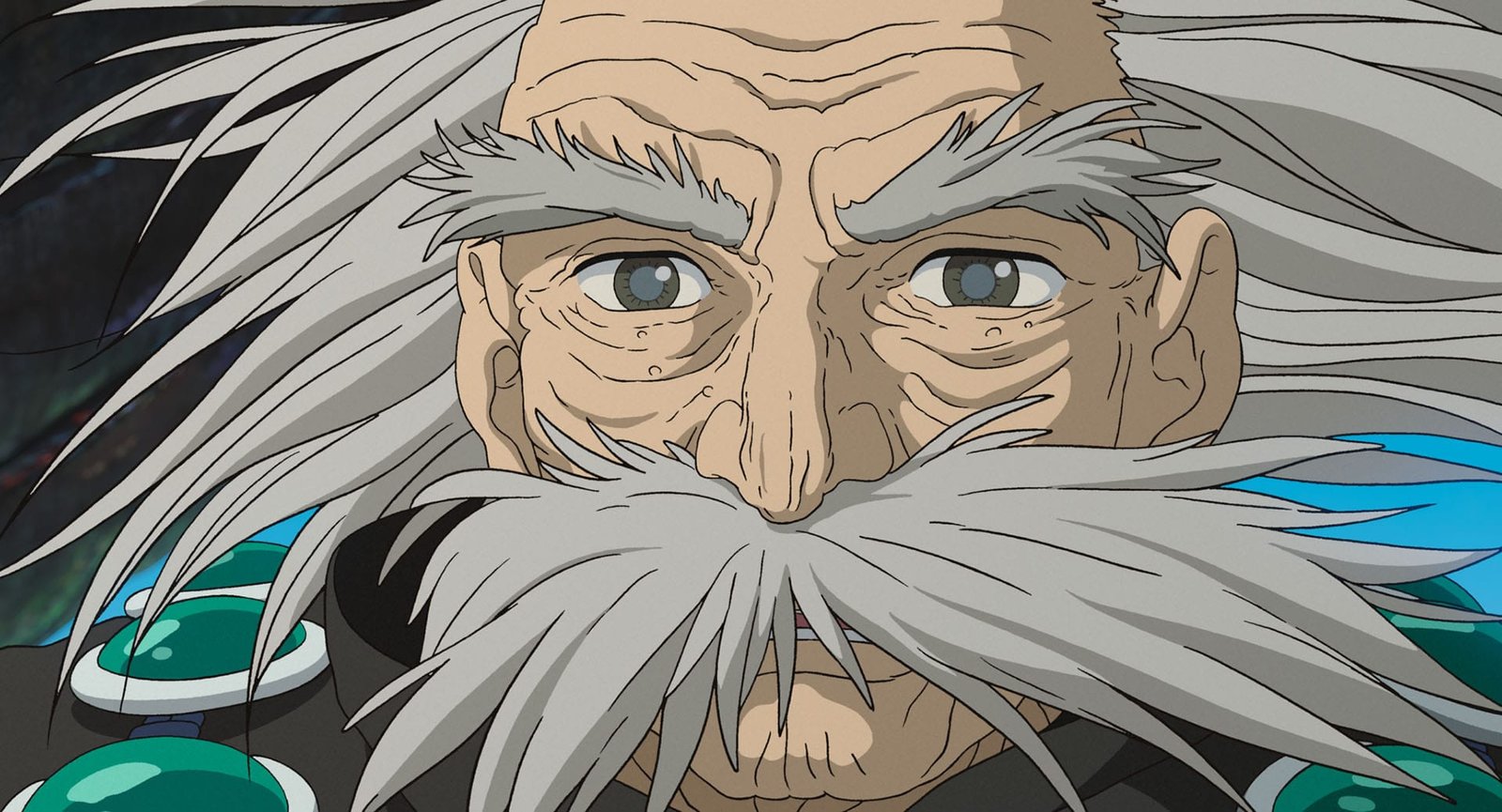 The Granduncle close up portrait as the Wise Old Man archetype in The Boy and the Heron, Studio Ghibli 2023