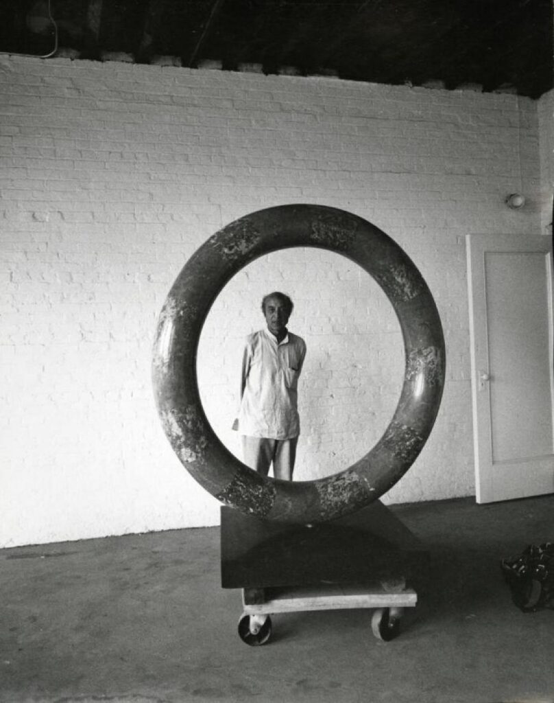 Isamu Noguchi with Sun at Noon 1977