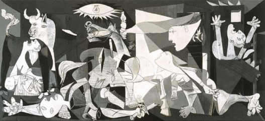Pablo Picasso, Guernica, May 1–June 4, 1937 (Paris), oil on canvas, 349.3 x 776.6 cm (Museo Nacional Centro de Arte Reina Sofía, Madrid; photo: Steven Zucker, CC BY-NC-SA 2.0) © Estate of Pablo Picasso