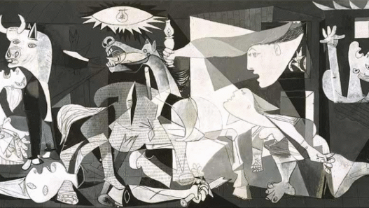Pablo Picasso, Guernica, May 1–June 4, 1937 (Paris), oil on canvas, 349.3 x 776.6 cm (Museo Nacional Centro de Arte Reina Sofía, Madrid; photo: Steven Zucker, CC BY-NC-SA 2.0) © Estate of Pablo Picasso