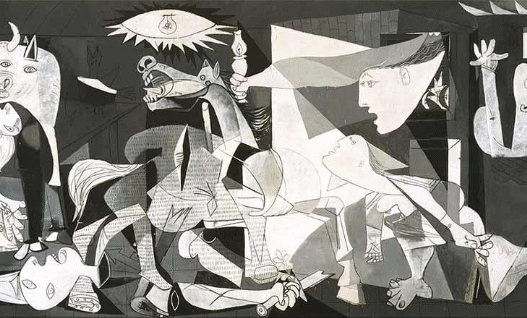 Pablo Picasso, Guernica, May 1–June 4, 1937 (Paris), oil on canvas, 349.3 x 776.6 cm (Museo Nacional Centro de Arte Reina Sofía, Madrid; photo: Steven Zucker, CC BY-NC-SA 2.0) © Estate of Pablo Picasso