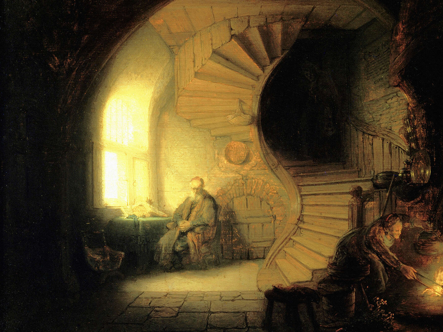 Philosopher in Meditation (or Interior with Tobit and Anna) by Rembrandt
