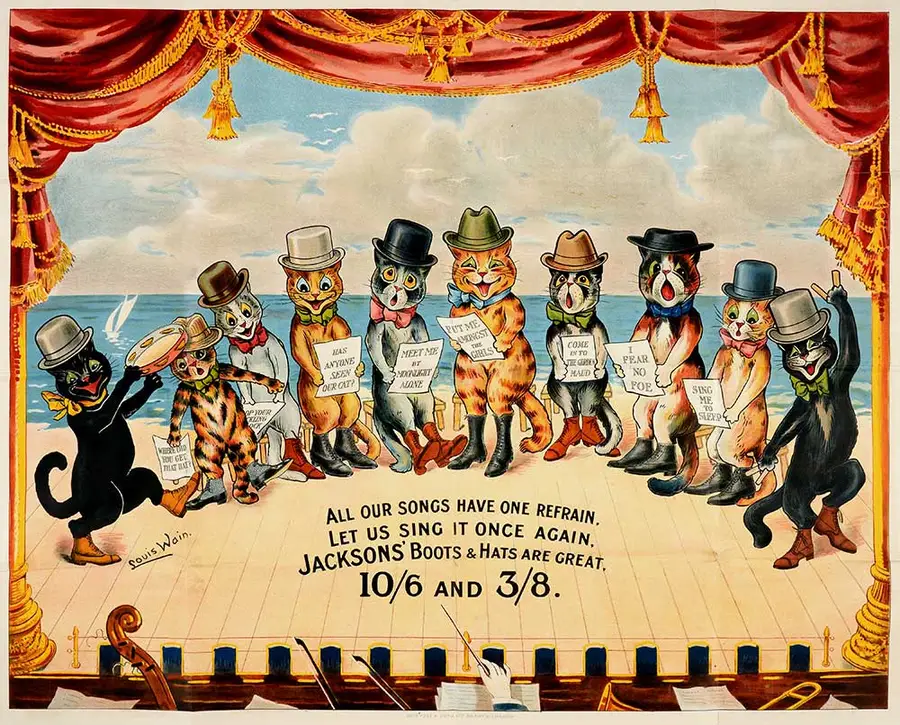 'Jackson's Boots and Hats' by Louis Wain, 1909. Catalogue reference: COPY 1/280.