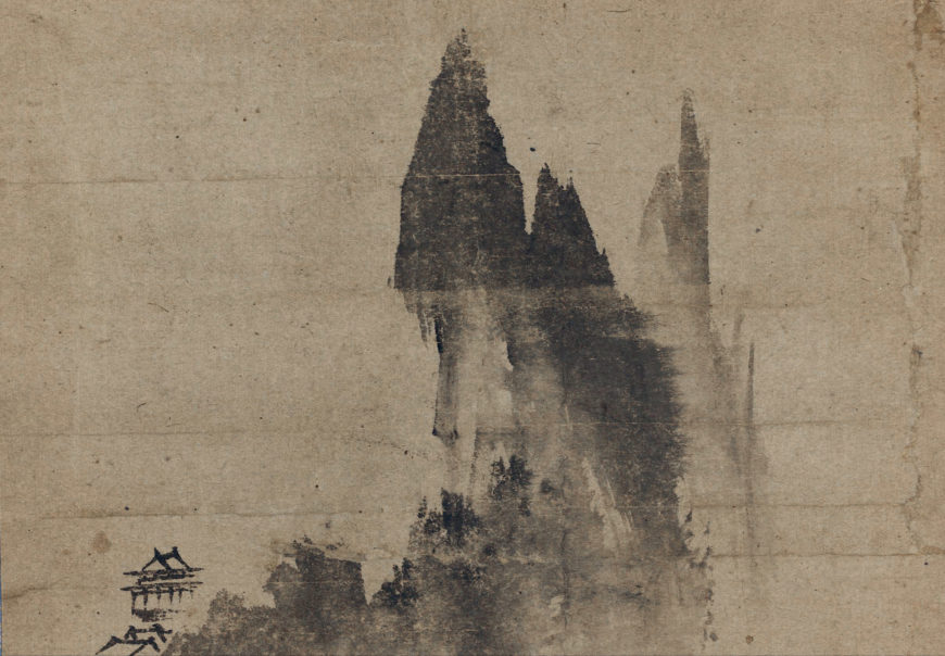Sessō Tōyō, Haboku-style landscape (detail), hanging scroll, 15th century, Muromachi period, Japan, 63.5 x 31.7 cm (© The Trustees of the British Museum)