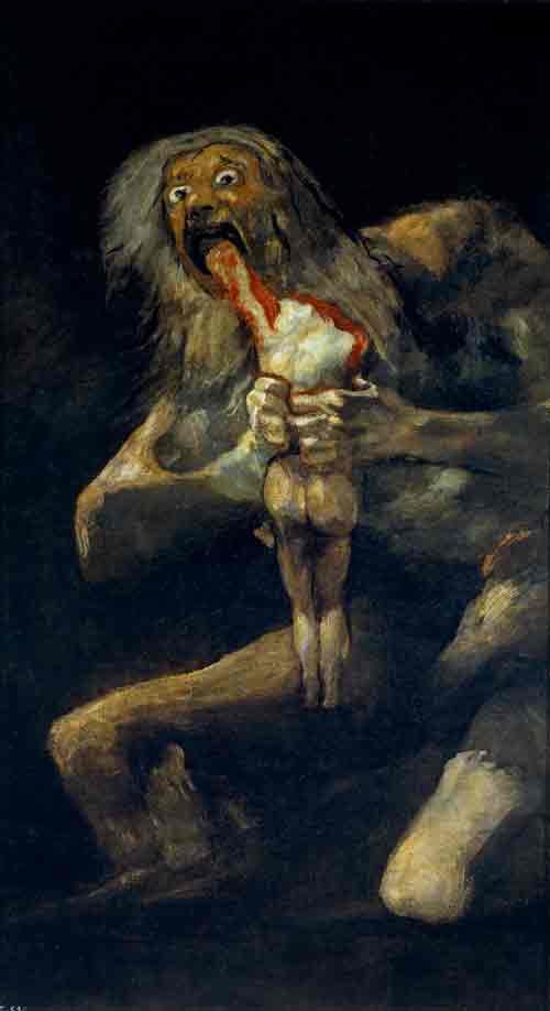 Francisco Goya, Saturn Devouring His Son, 1819-1823, oil mural transferred to canvas, Museo del Prado, Madrid