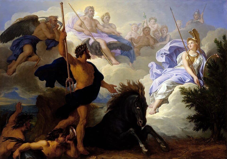 René-Antoine Houasse, Minerva and Neptune Competing for the Naming of the City of Athens, 1689, oil on canvas, Palace of Versailles