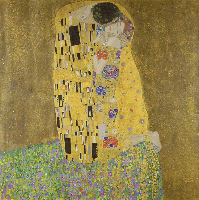 Gustav Klimt The Kiss 1907-08 full painting oil and gold leaf on canvas Belvedere Vienna