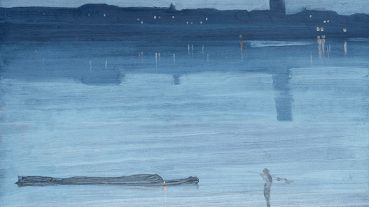 Whistler's Nocturne Blue and Silver Chelsea 1871 moonlit Thames painting blue moon symbolism in art