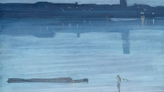 Whistler's Nocturne Blue and Silver Chelsea 1871 moonlit Thames painting blue moon symbolism in art