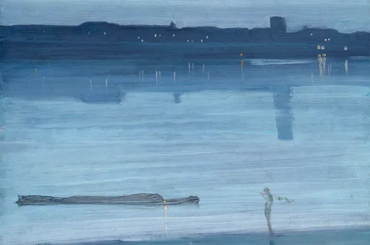 Whistler's Nocturne Blue and Silver Chelsea 1871 moonlit Thames painting blue moon symbolism in art
