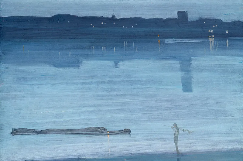 Whistler's Nocturne Blue and Silver Chelsea 1871 moonlit Thames painting blue moon symbolism in art