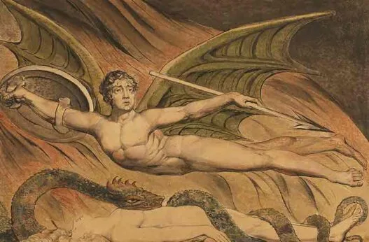 Satan Exulting over Eve, watercolor by William Blake.
