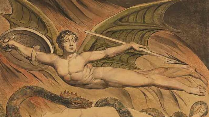 Satan Exulting over Eve, watercolor by William Blake.