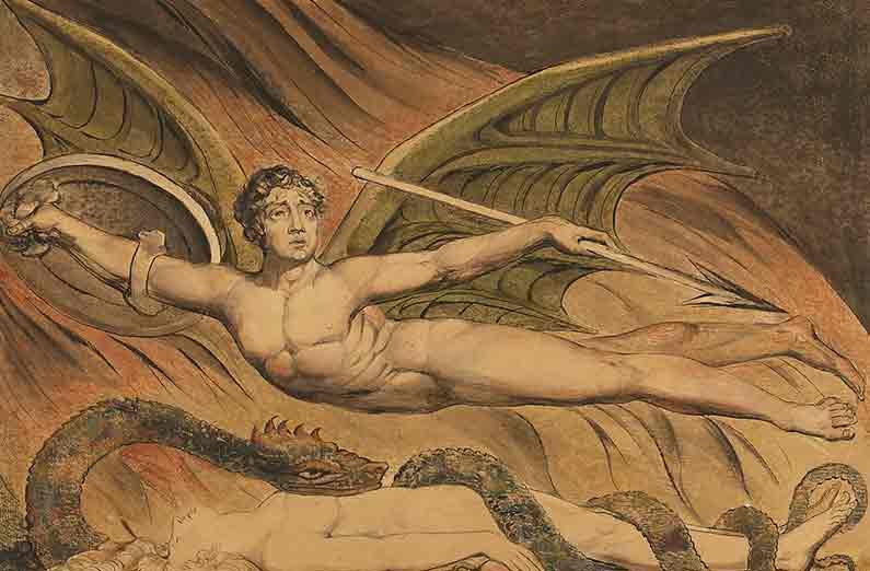 Satan Exulting over Eve, watercolor by William Blake.