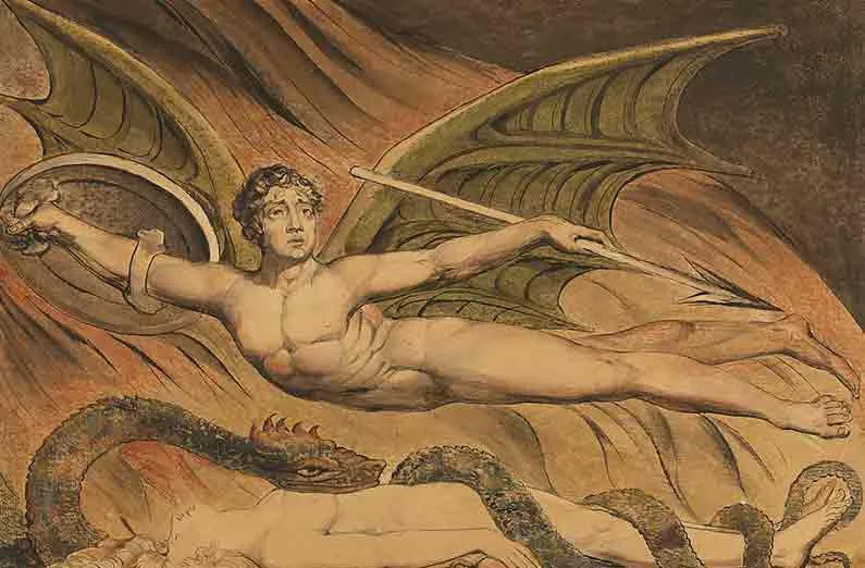 Satan Exulting over Eve, watercolor by William Blake.