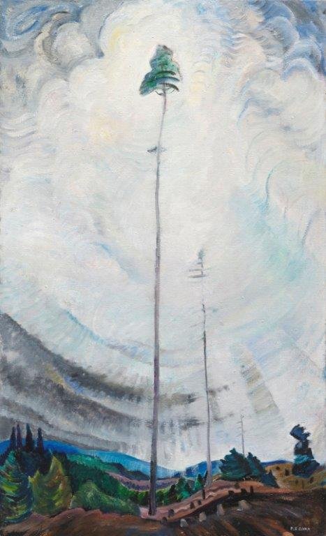 Emily Carr, Scorned as Timber Beloved of the Sky, 1935, a lone tree reaching into a swirling sky