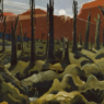 Paul Nash, We Are Making a New World, 1918, shattered blasted trees on a First World War battlefield