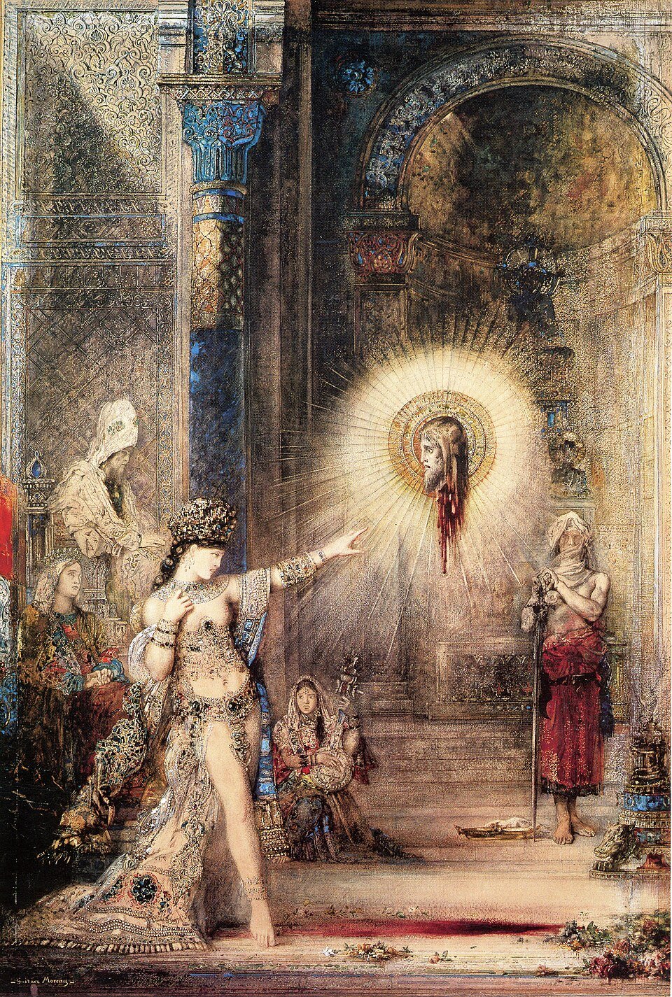 The Apparition by Gustave Moreau, 1876, Salome pointing at the glowing head of John the Baptist